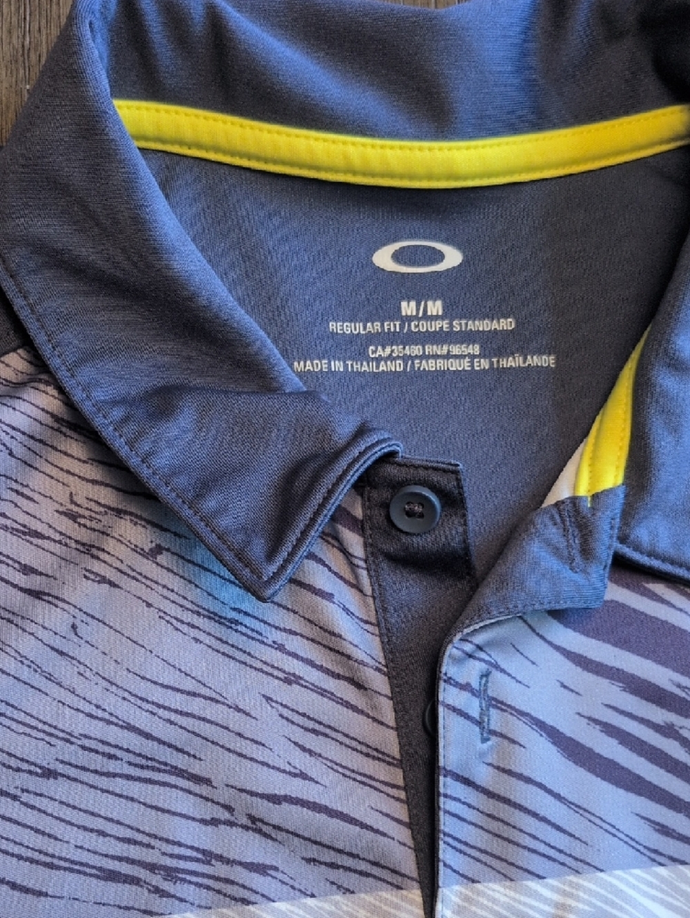 Oakley Men's Blue Polo with Yellow Stripe Accents - Picture 2 of 6